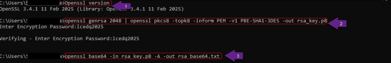 openssl version snowflake connection