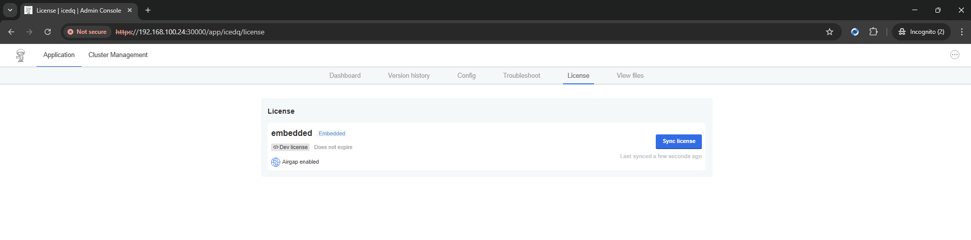 navigate to license sync